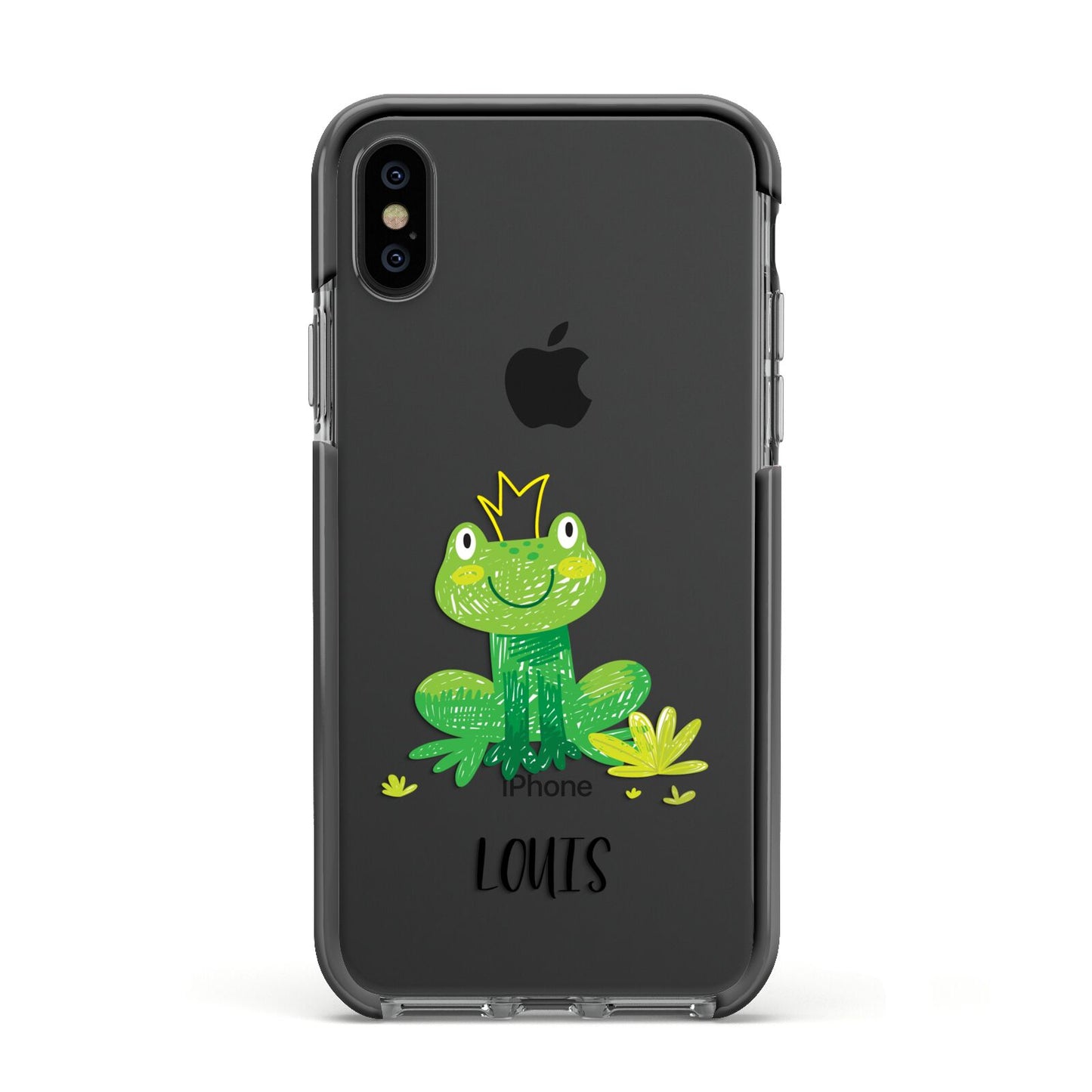 Frog Prince Custom Apple iPhone Xs Impact Case Black Edge on Black Phone