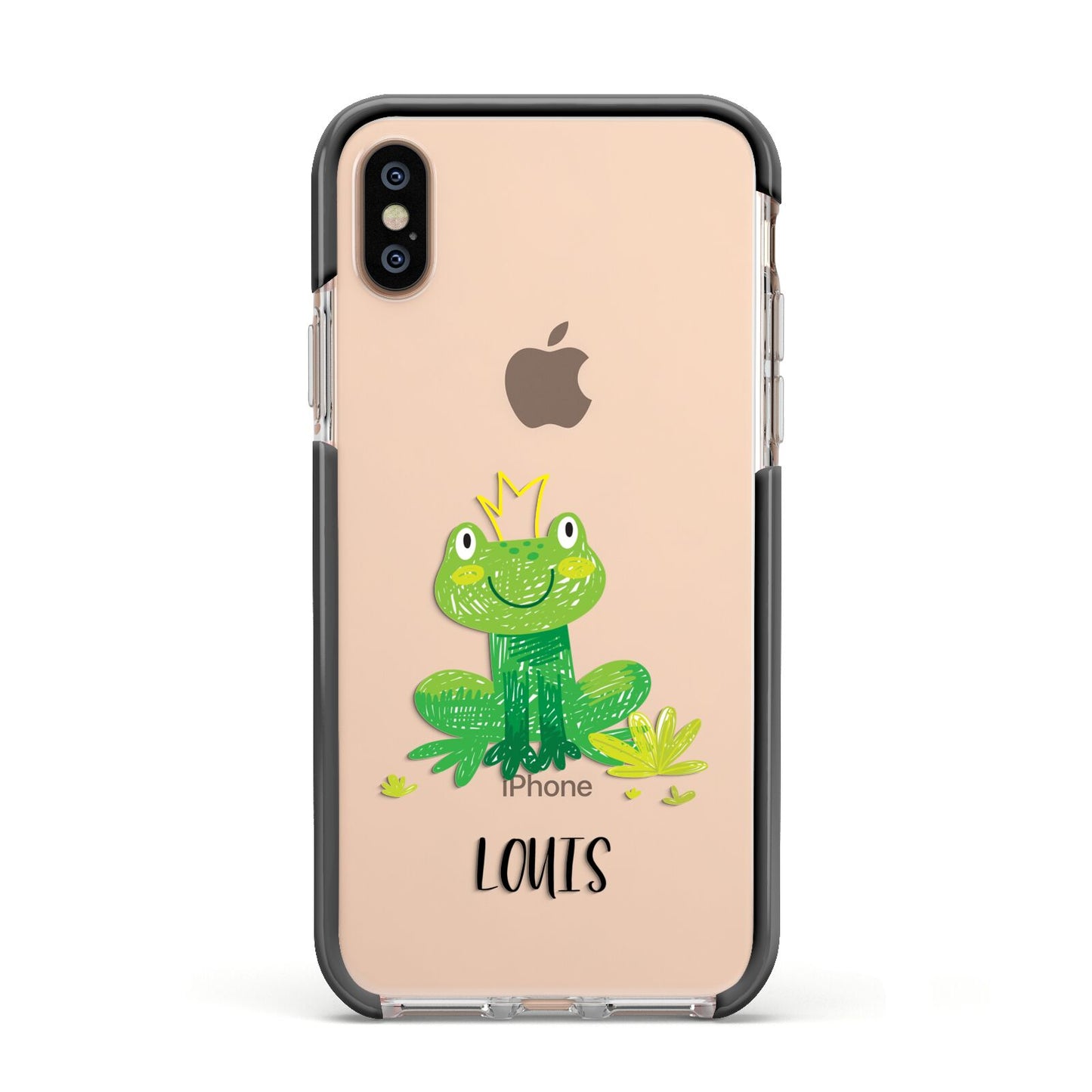 Frog Prince Custom Apple iPhone Xs Impact Case Black Edge on Gold Phone