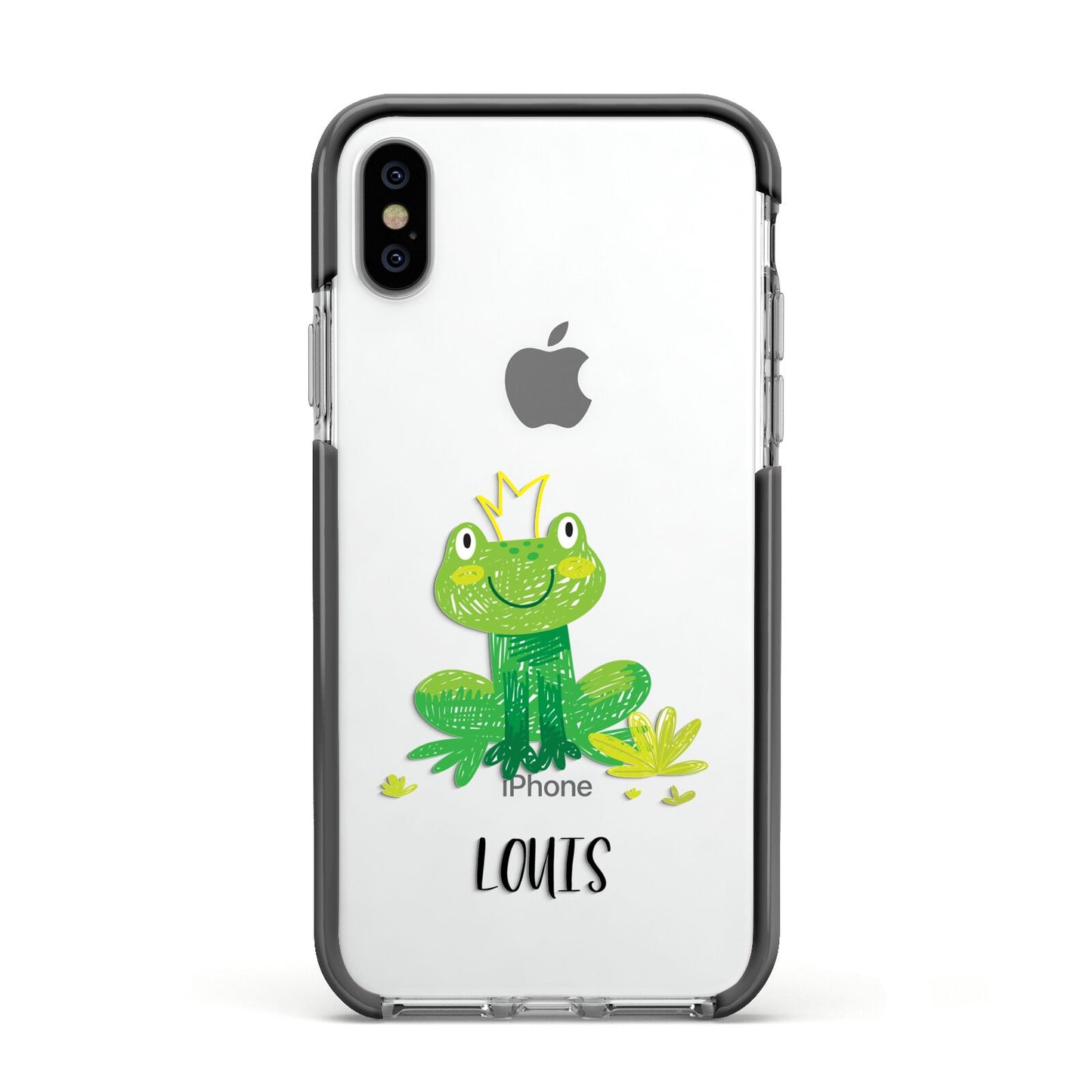 Frog Prince Custom Apple iPhone Xs Impact Case Black Edge on Silver Phone