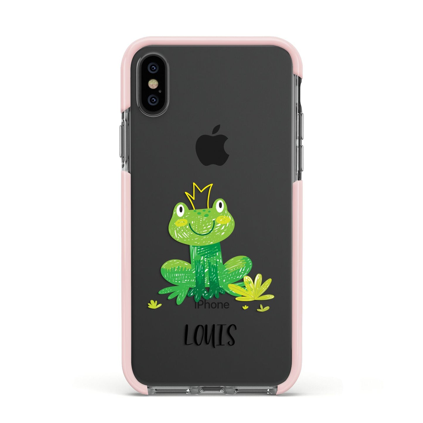 Frog Prince Custom Apple iPhone Xs Impact Case Pink Edge on Black Phone