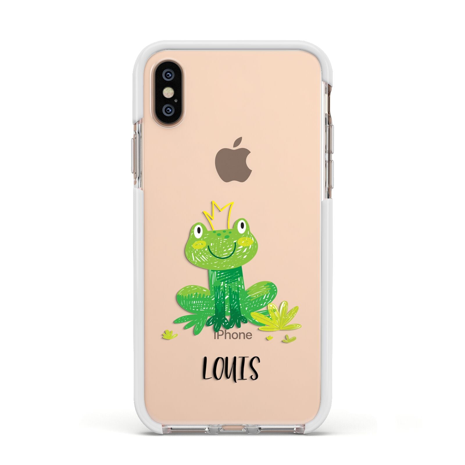 Frog Prince Custom Apple iPhone Xs Impact Case White Edge on Gold Phone