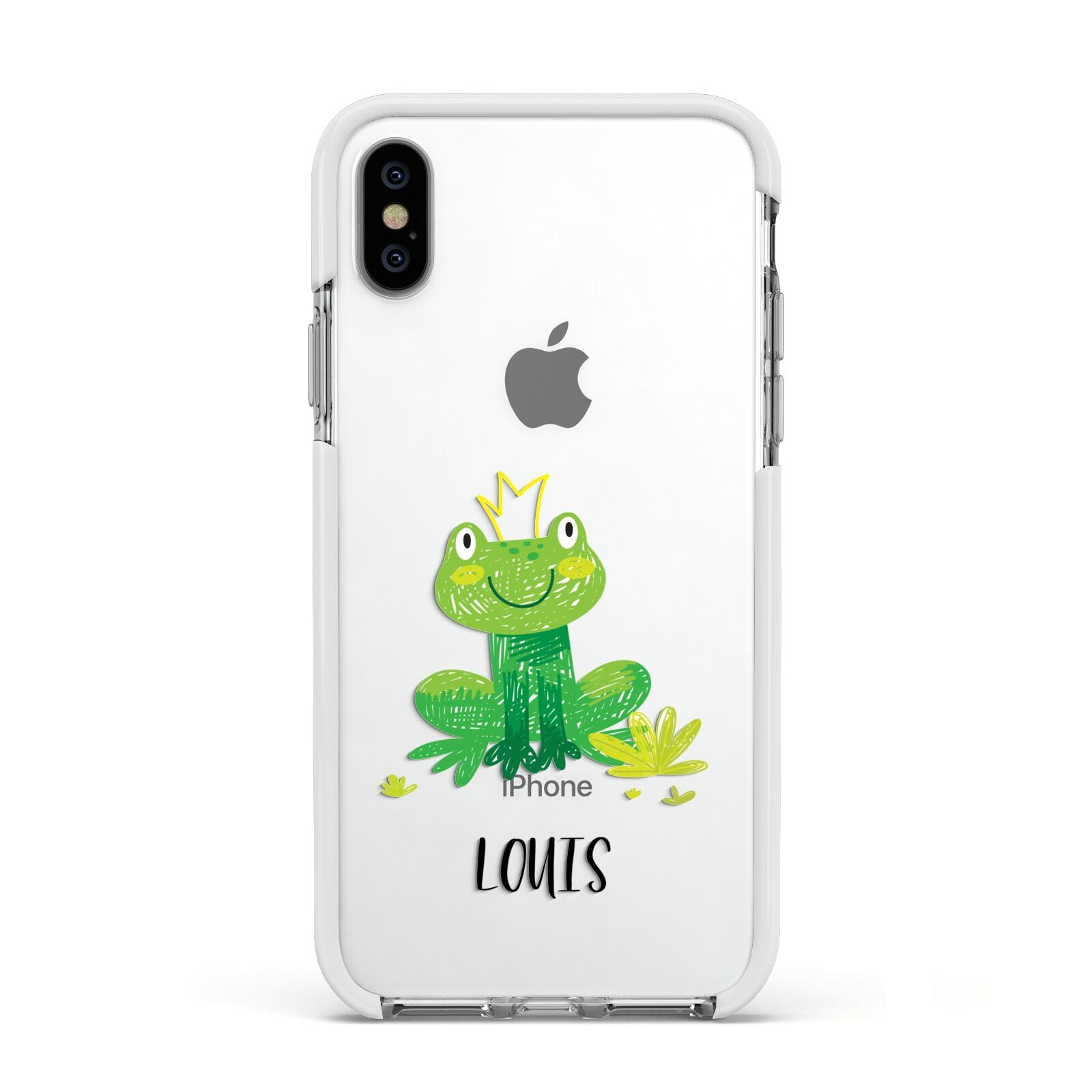 Frog Prince Custom Apple iPhone Xs Impact Case White Edge on Silver Phone