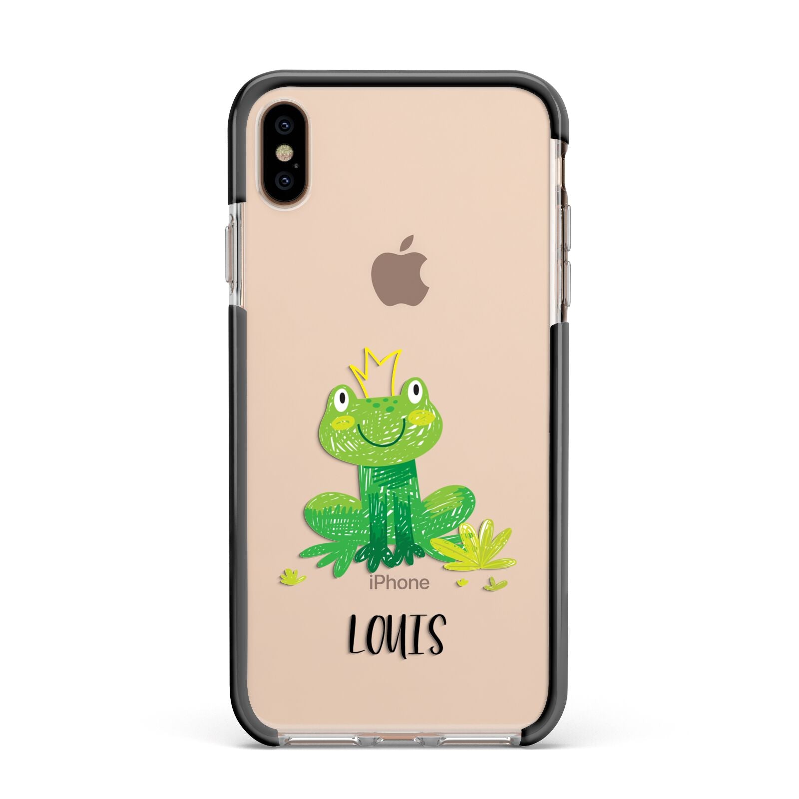 Frog Prince Custom Apple iPhone Xs Max Impact Case Black Edge on Gold Phone