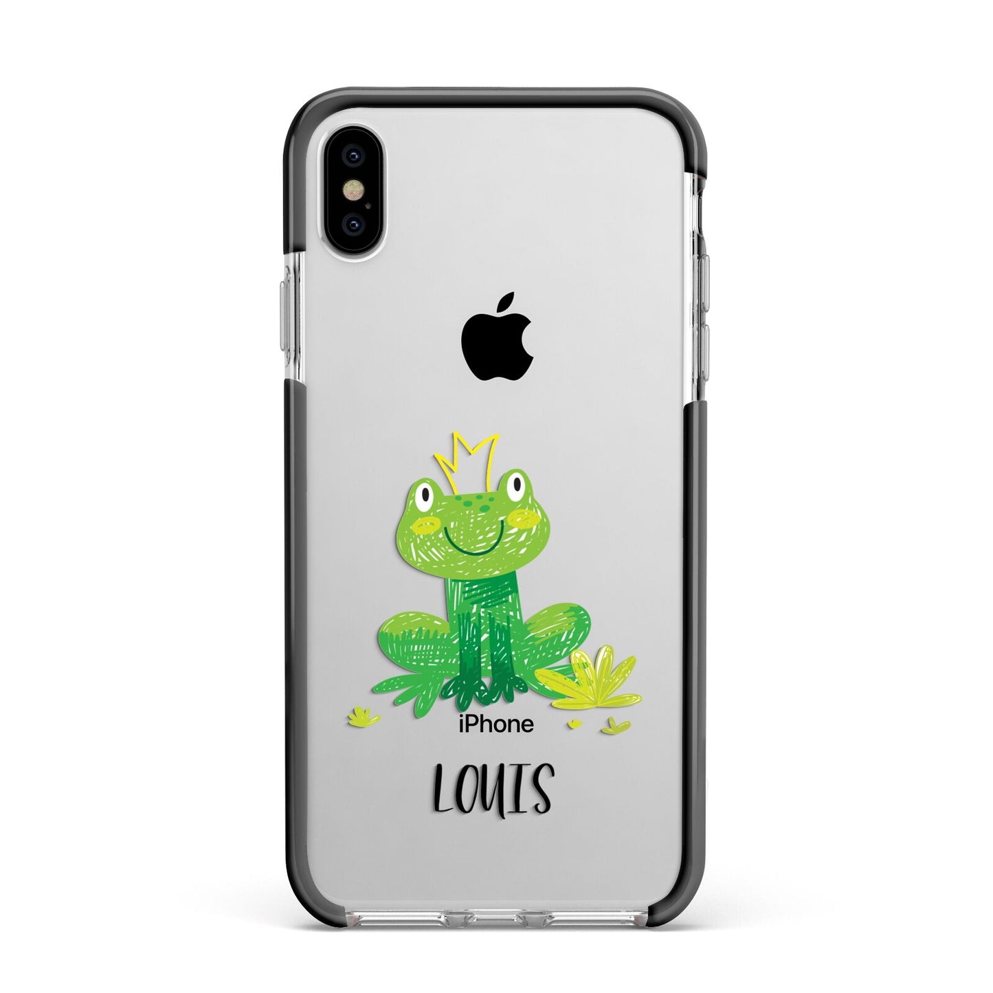 Frog Prince Custom Apple iPhone Xs Max Impact Case Black Edge on Silver Phone