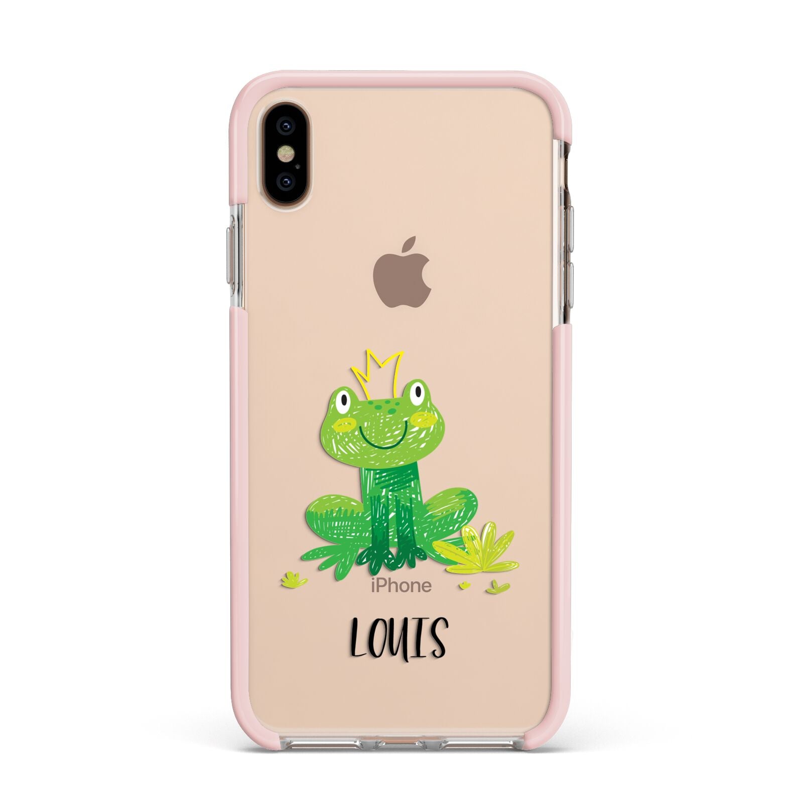 Frog Prince Custom Apple iPhone Xs Max Impact Case Pink Edge on Gold Phone