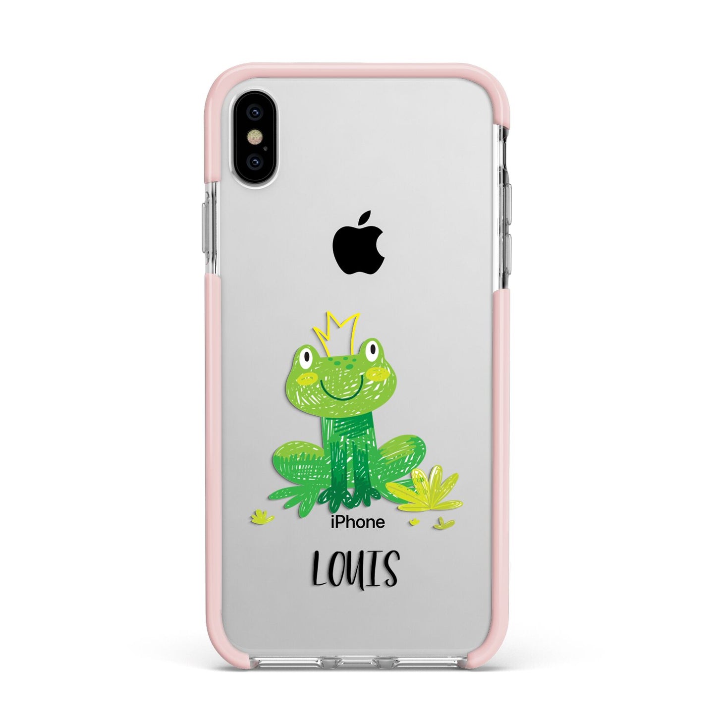 Frog Prince Custom Apple iPhone Xs Max Impact Case Pink Edge on Silver Phone