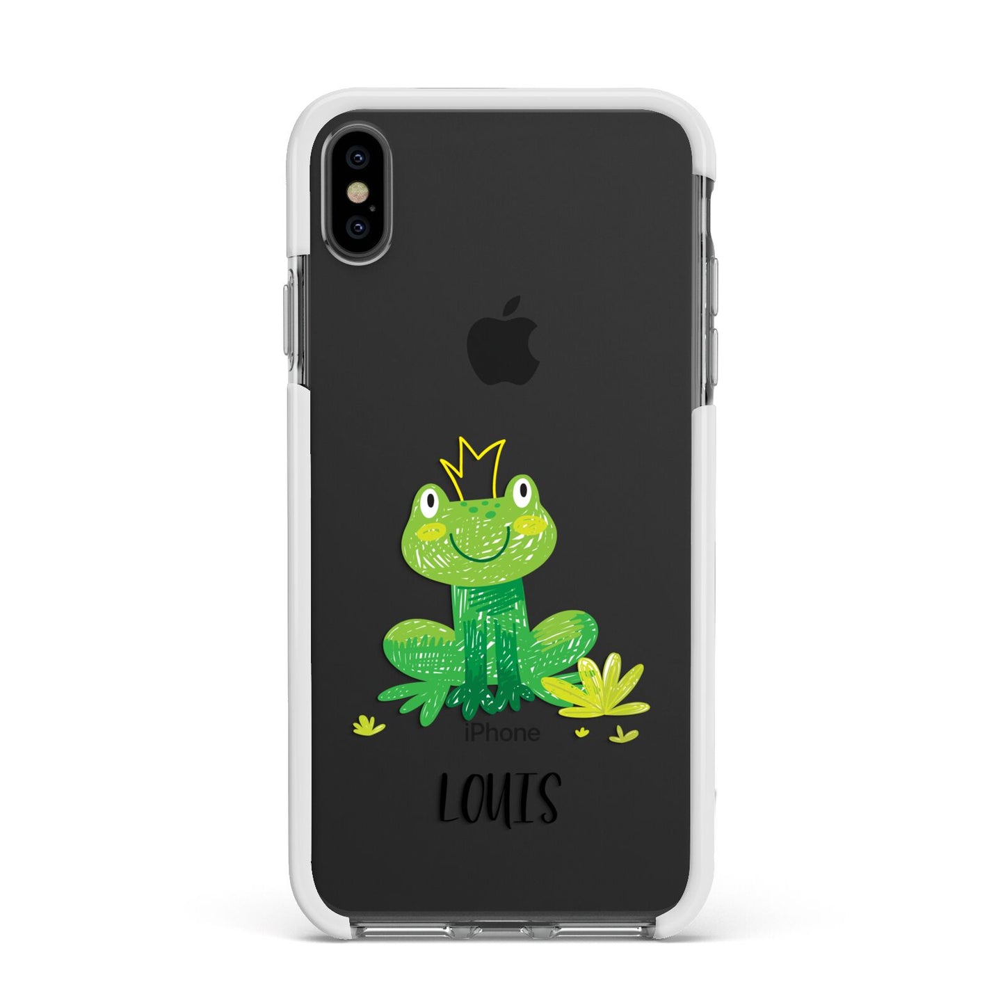 Frog Prince Custom Apple iPhone Xs Max Impact Case White Edge on Black Phone