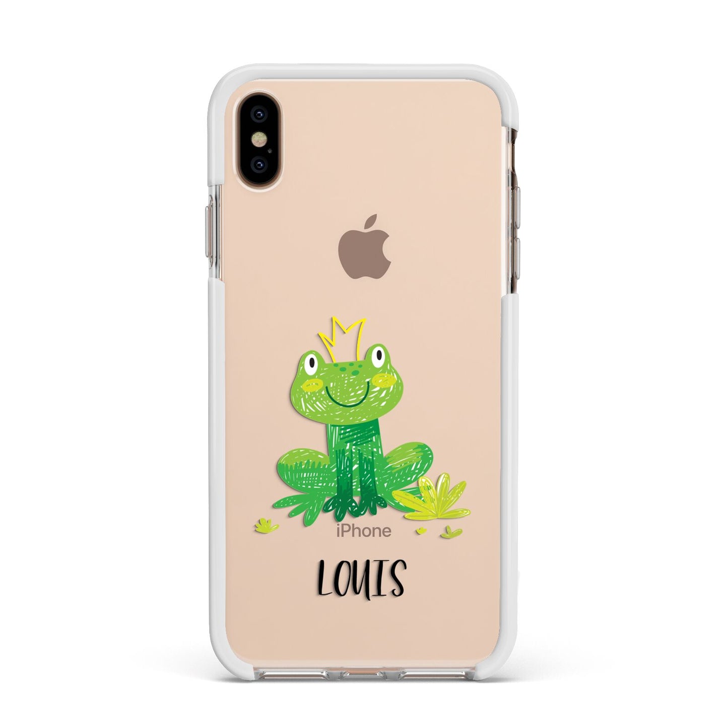 Frog Prince Custom Apple iPhone Xs Max Impact Case White Edge on Gold Phone