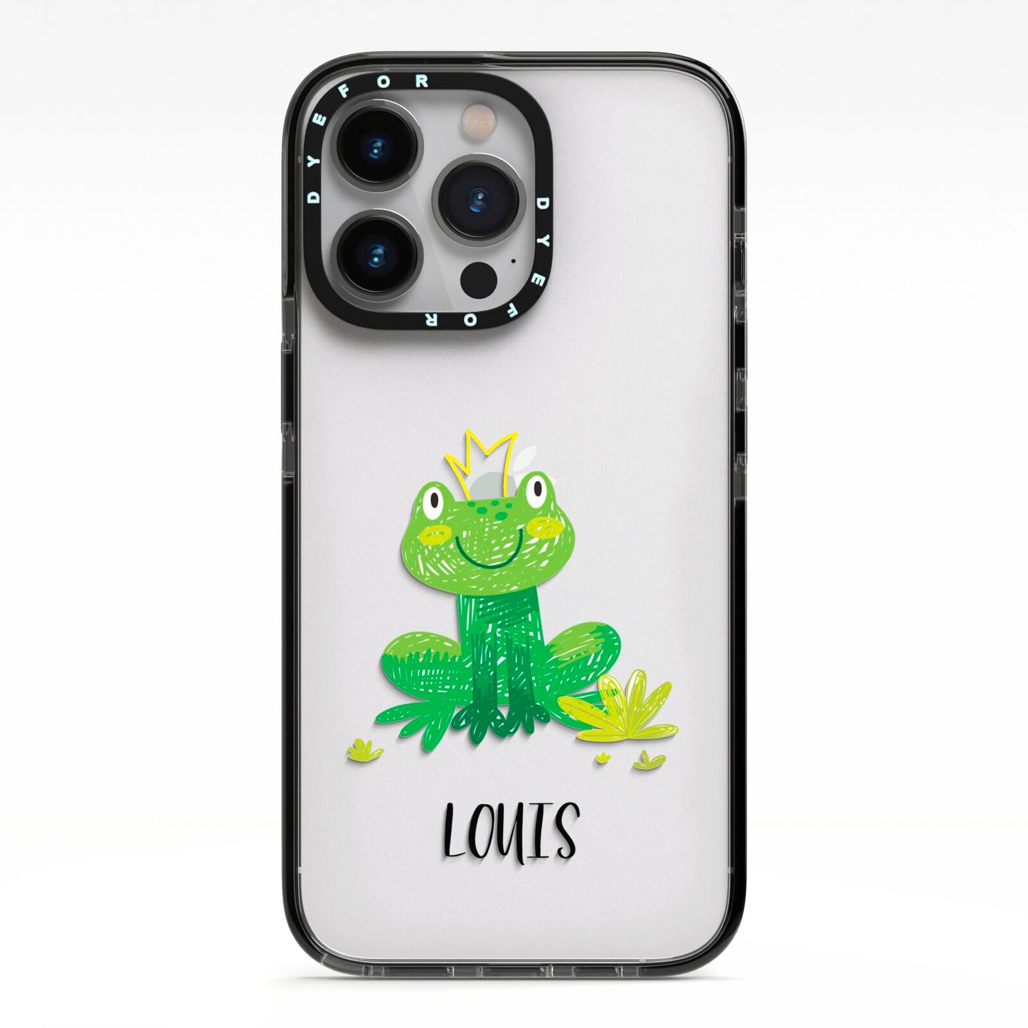 Frog Prince Custom iPhone 13 Pro Black Impact Case on Silver phone