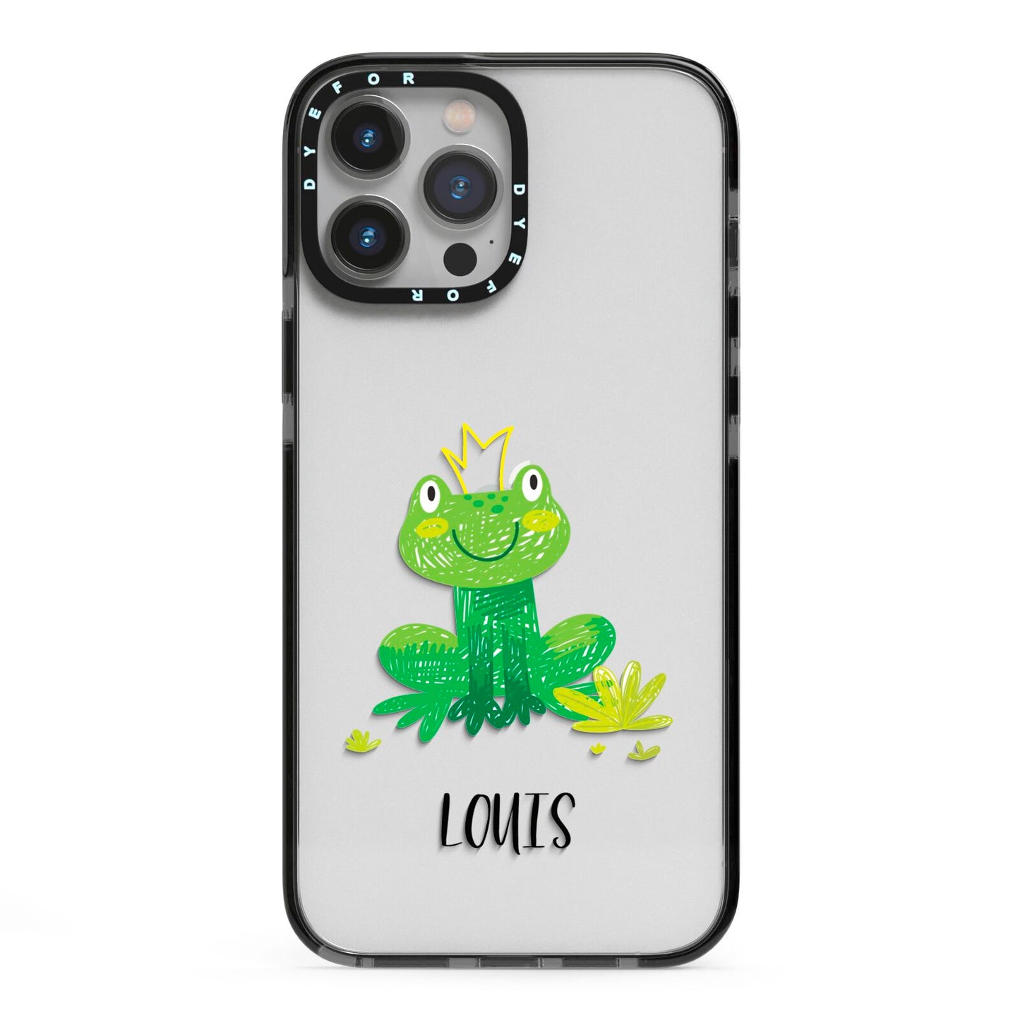 Frog Prince Custom iPhone 13 Pro Max Black Impact Case on Silver phone