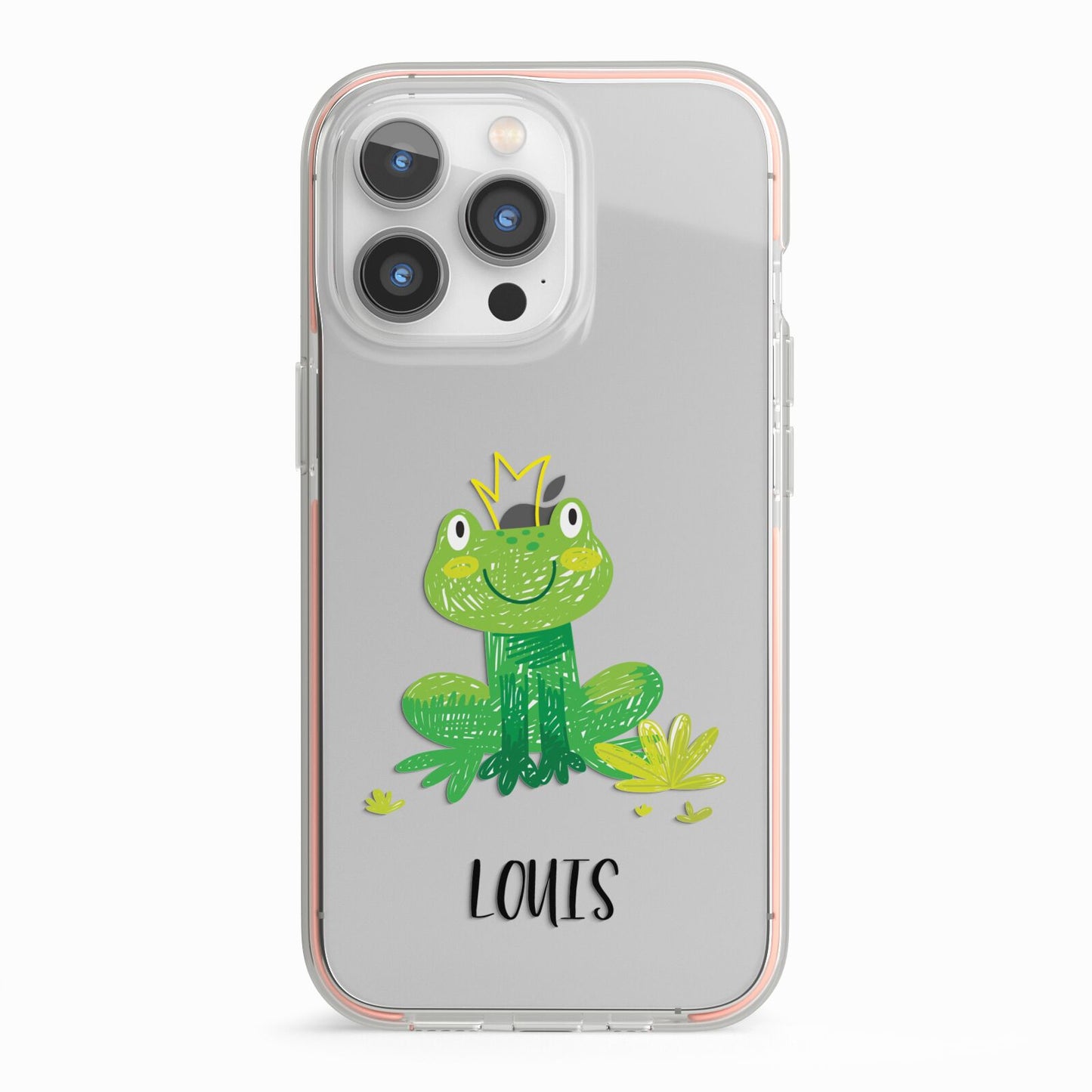 Frog Prince Custom iPhone 13 Pro TPU Impact Case with Pink Edges