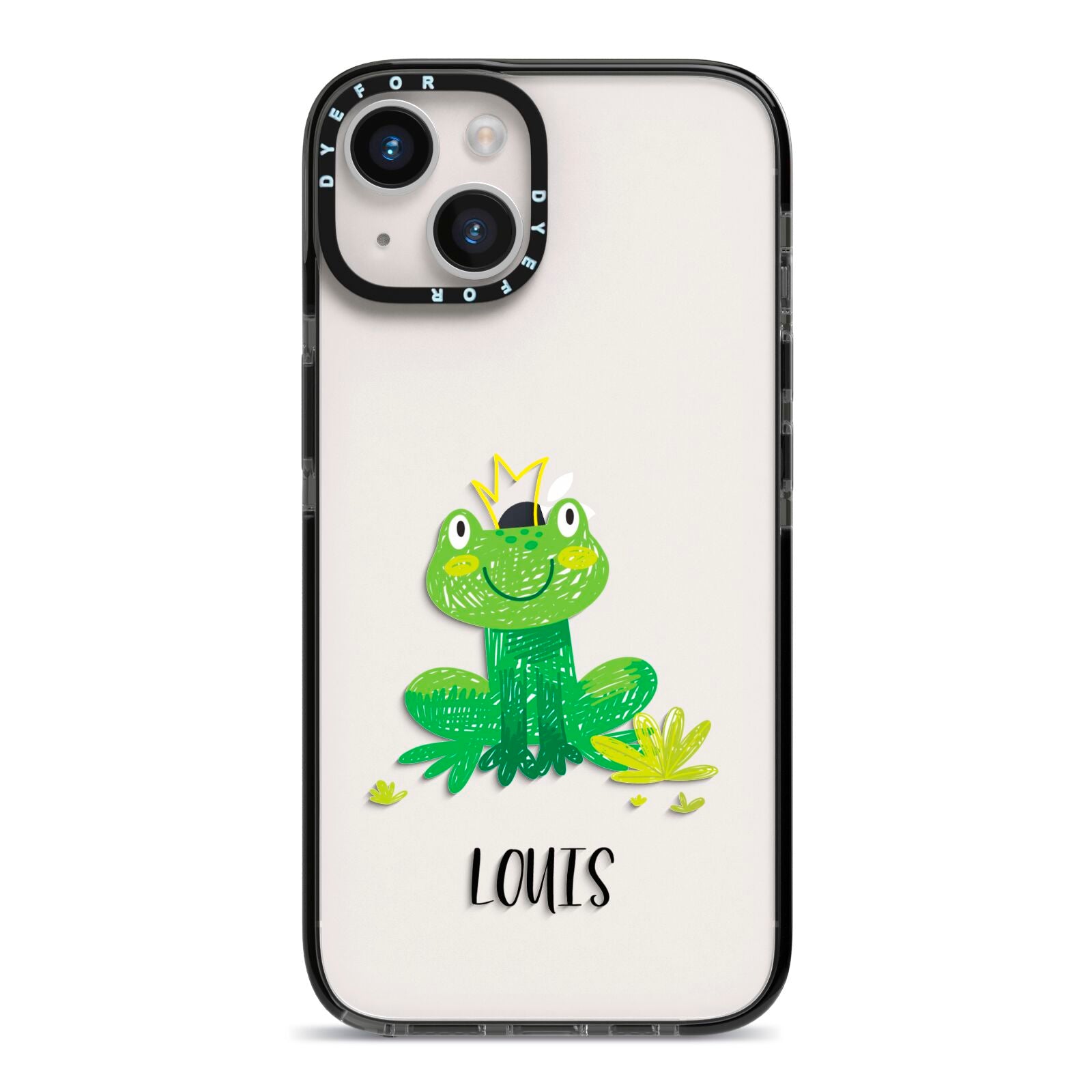 Frog Prince Custom iPhone 14 Black Impact Case on Silver phone