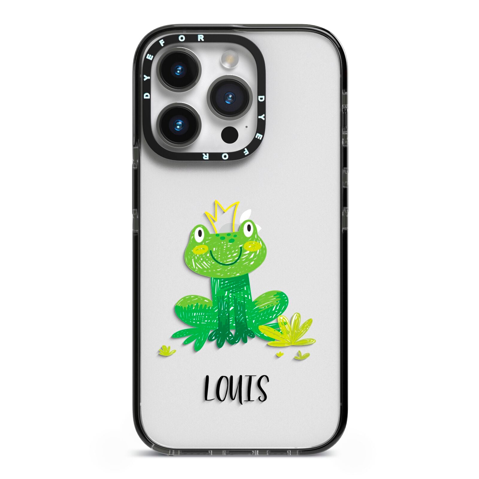 Frog Prince Custom iPhone 14 Pro Black Impact Case on Silver phone