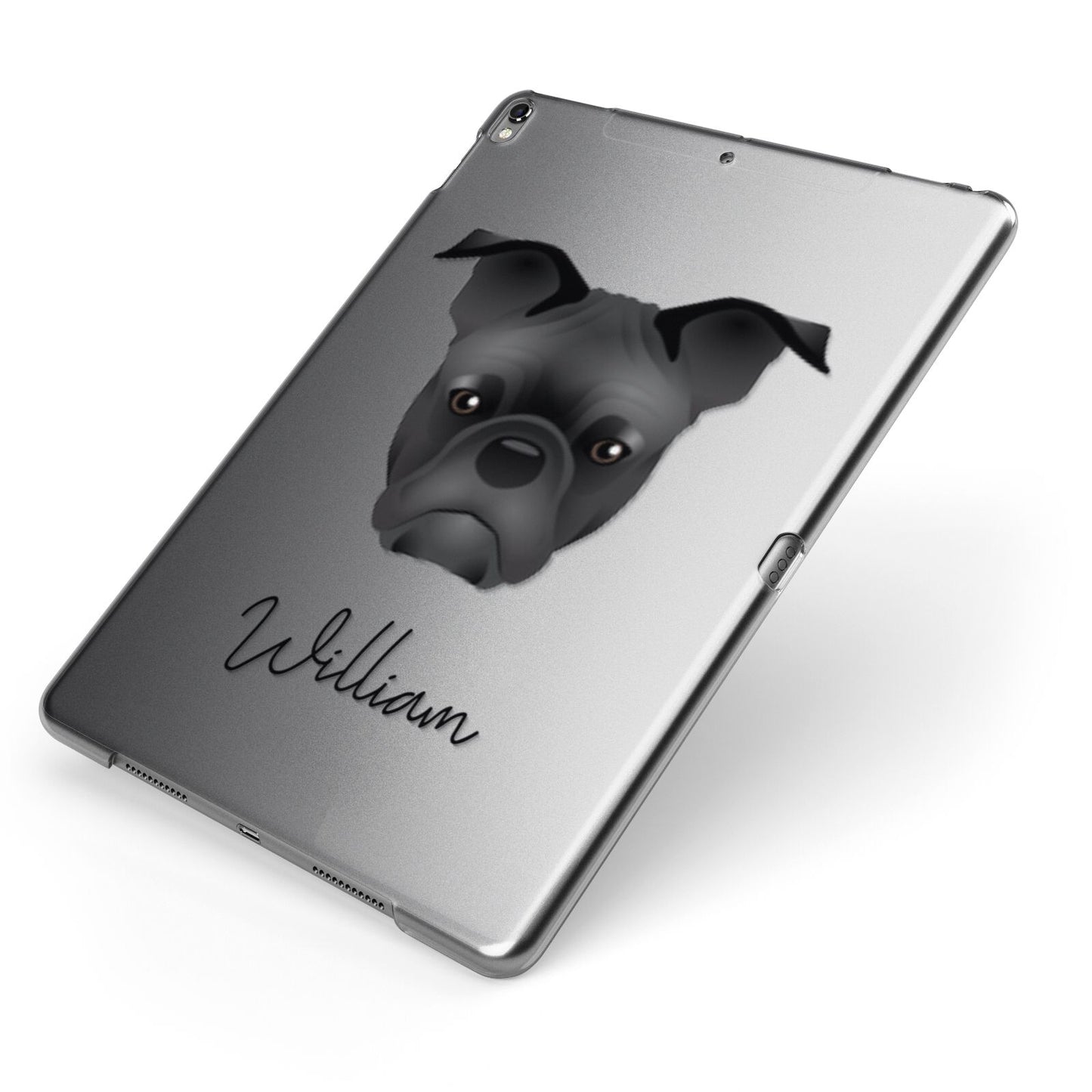 Frug Personalised Apple iPad Case on Grey iPad Side View