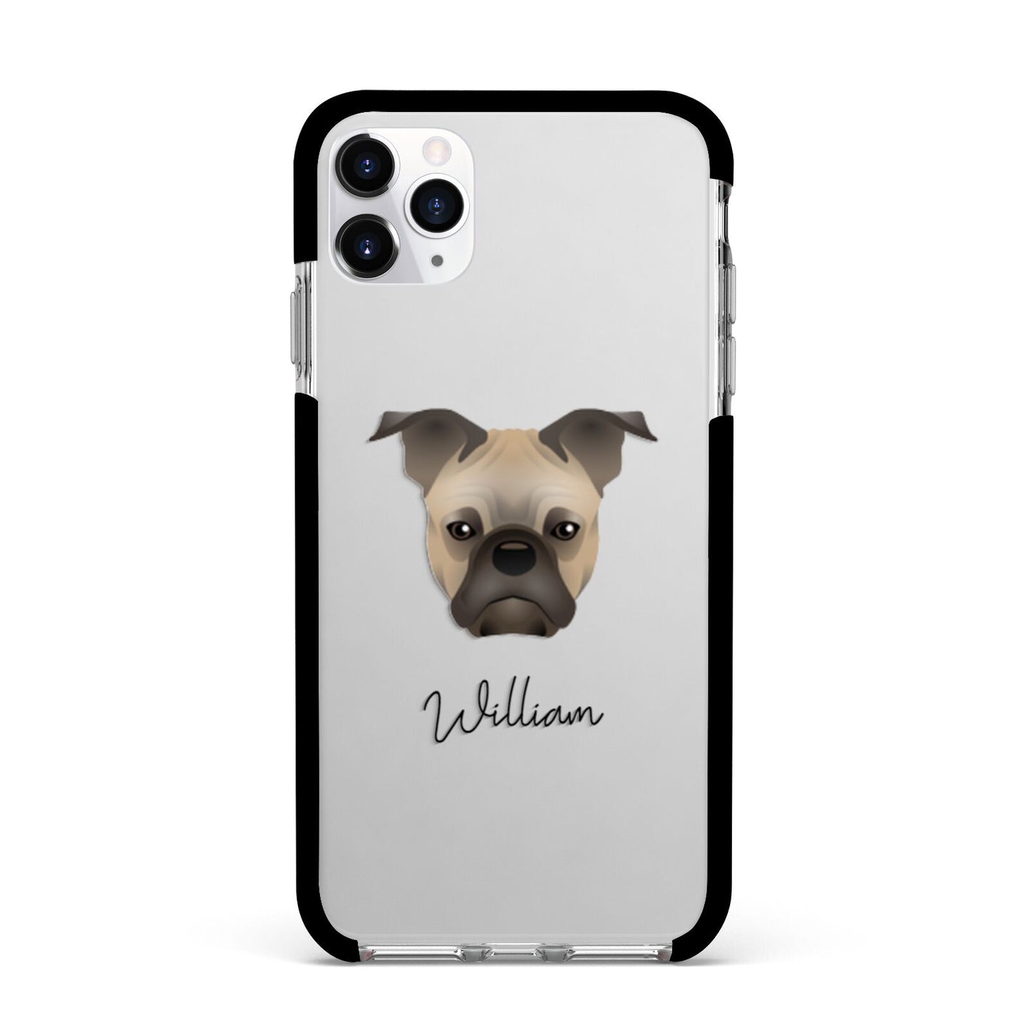 Frug Personalised Apple iPhone 11 Pro Max in Silver with Black Impact Case