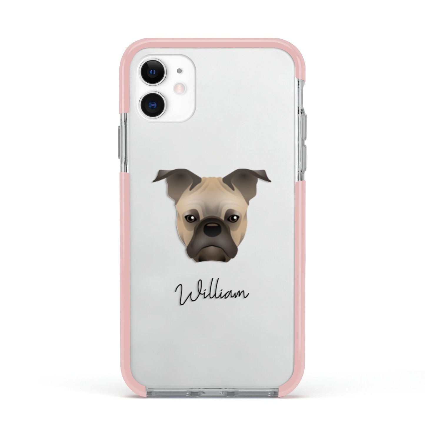 Frug Personalised Apple iPhone 11 in White with Pink Impact Case