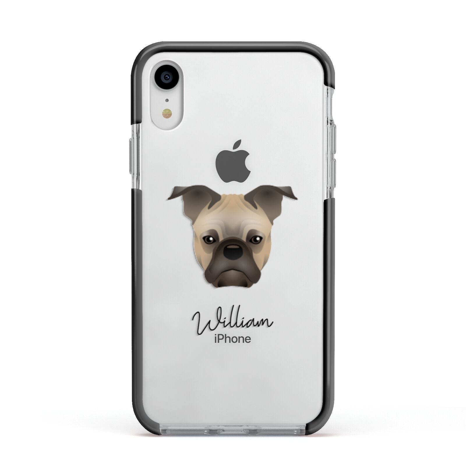 Frug Personalised Apple iPhone XR Impact Case Black Edge on Silver Phone