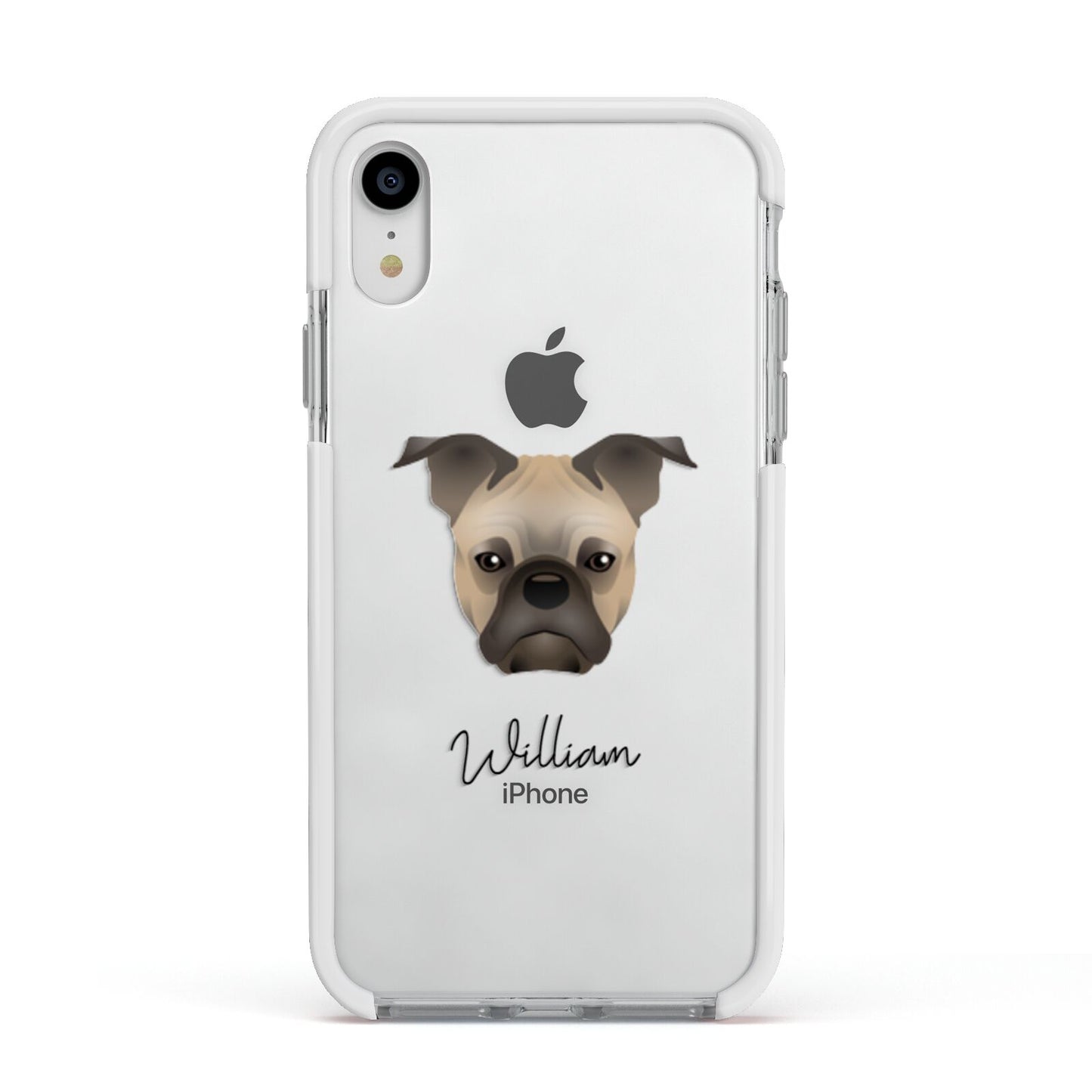 Frug Personalised Apple iPhone XR Impact Case White Edge on Silver Phone