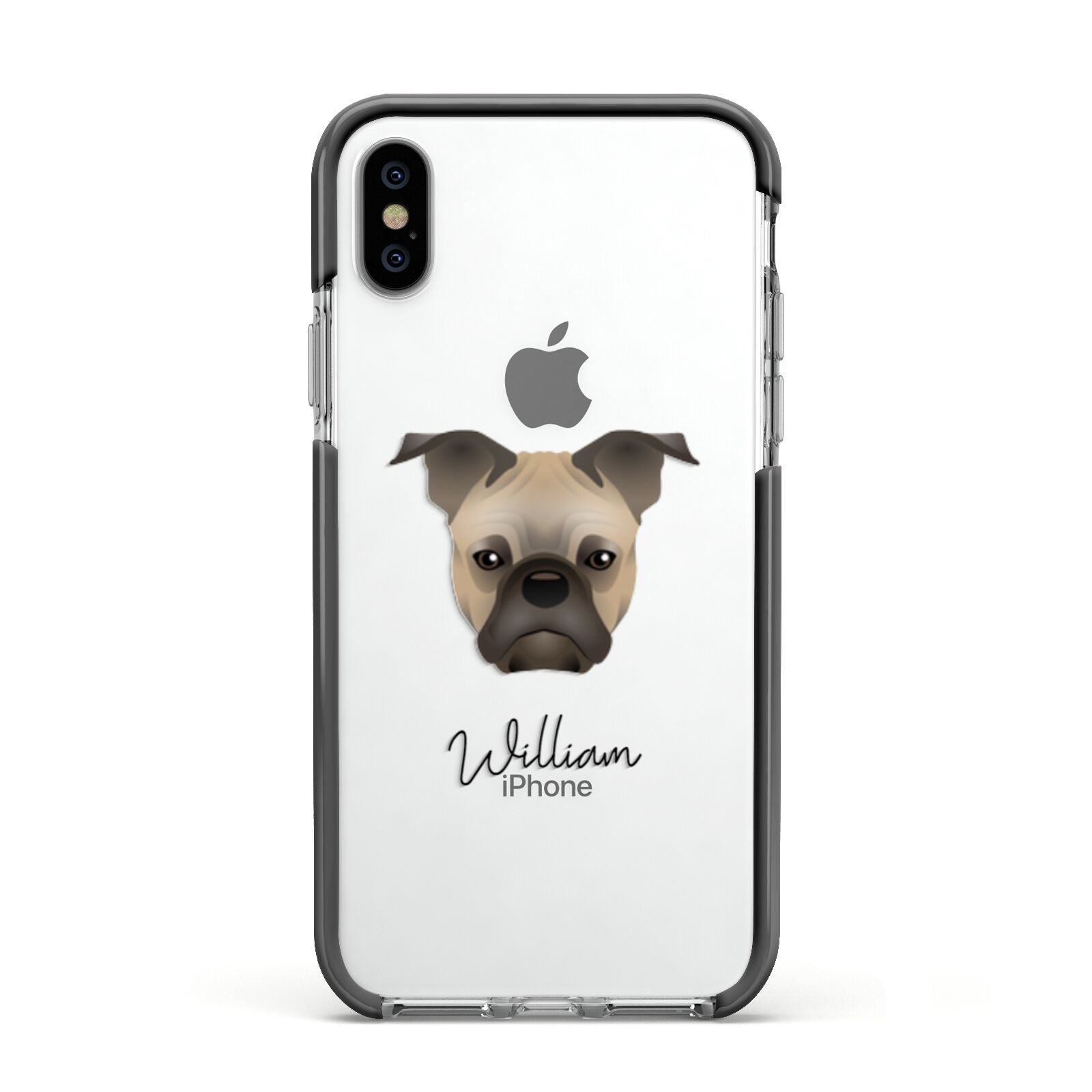 Frug Personalised Apple iPhone Xs Impact Case Black Edge on Silver Phone