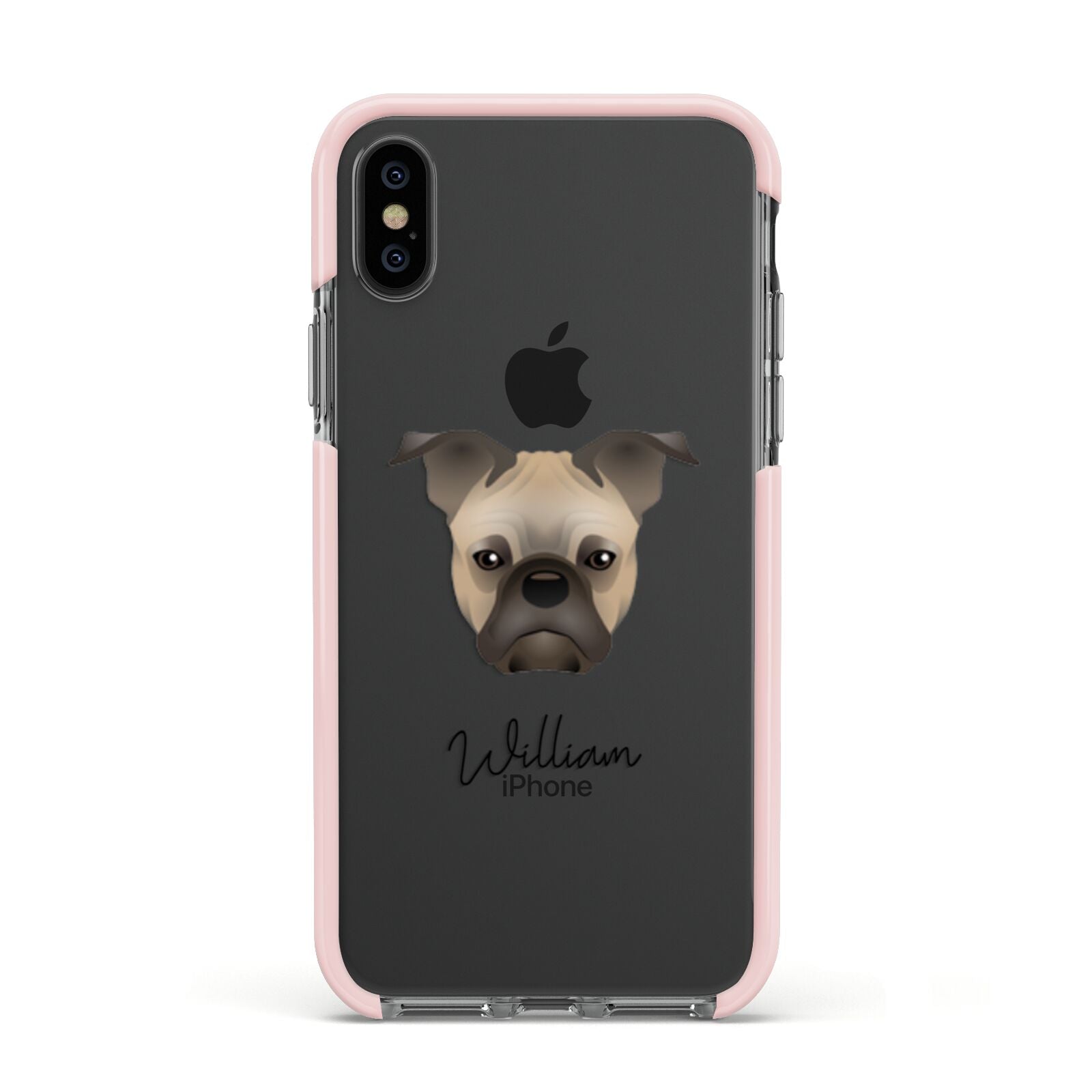 Frug Personalised Apple iPhone Xs Impact Case Pink Edge on Black Phone