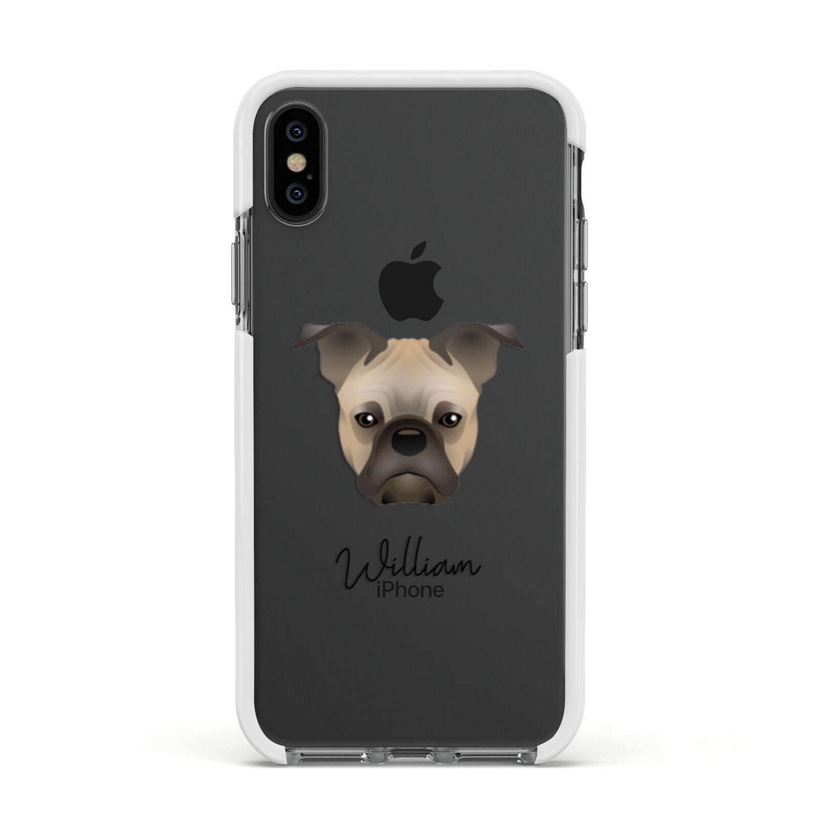 Frug Personalised Apple iPhone Xs Impact Case White Edge on Black Phone