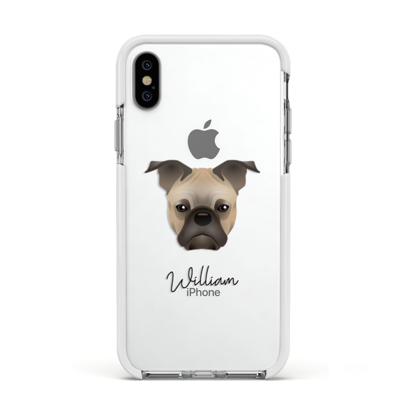 Frug Personalised Apple iPhone Xs Impact Case White Edge on Silver Phone