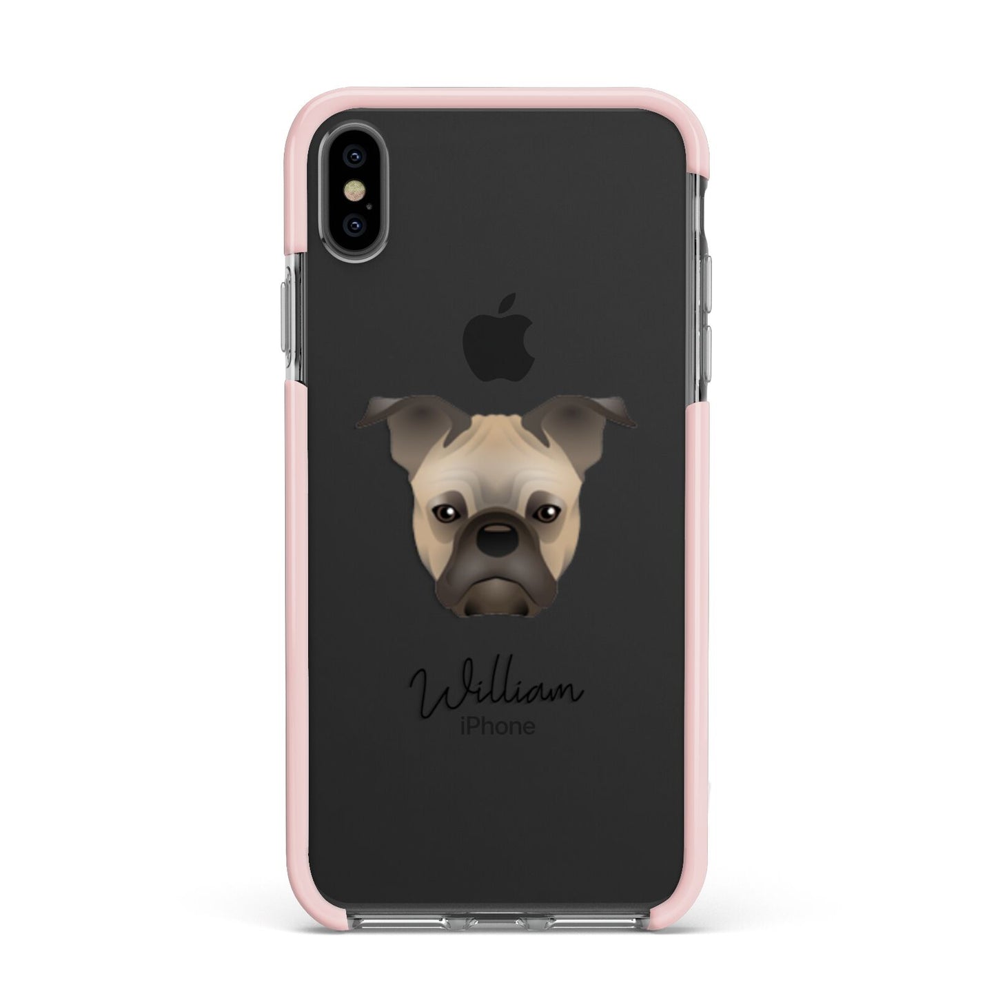 Frug Personalised Apple iPhone Xs Max Impact Case Pink Edge on Black Phone