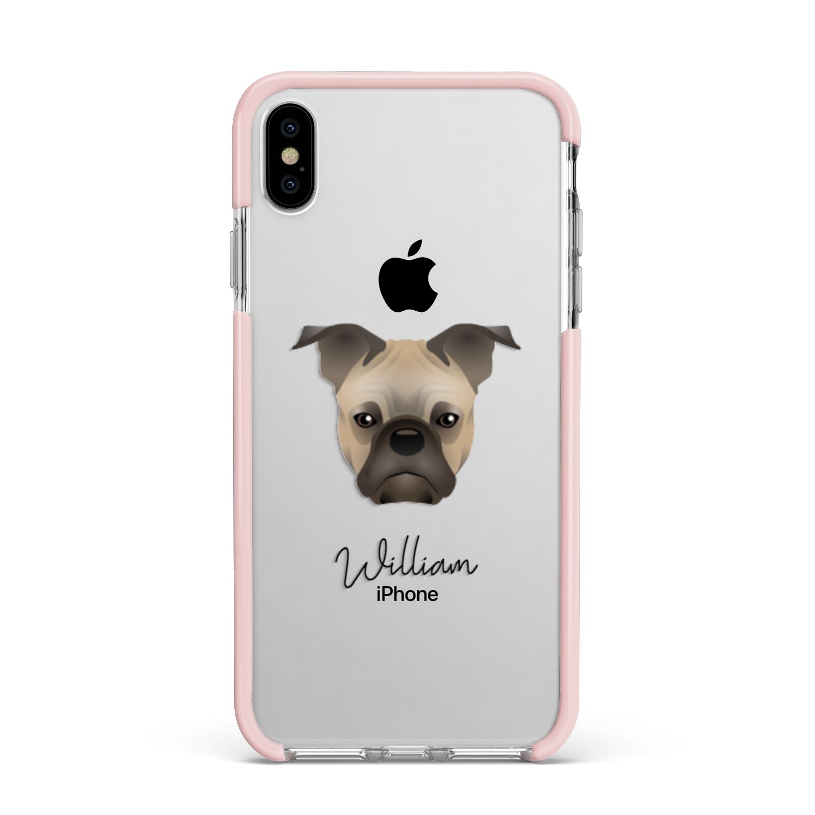 Frug Personalised Apple iPhone Xs Max Impact Case Pink Edge on Silver Phone