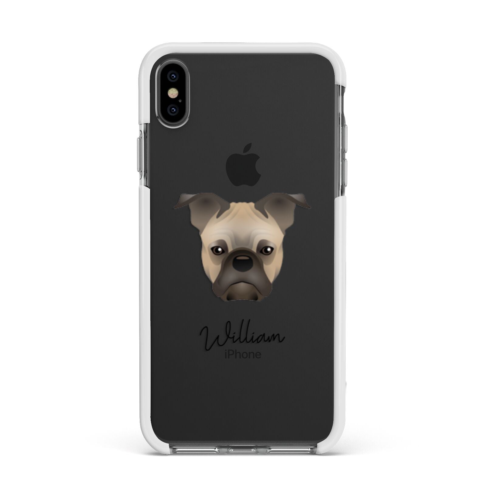 Frug Personalised Apple iPhone Xs Max Impact Case White Edge on Black Phone