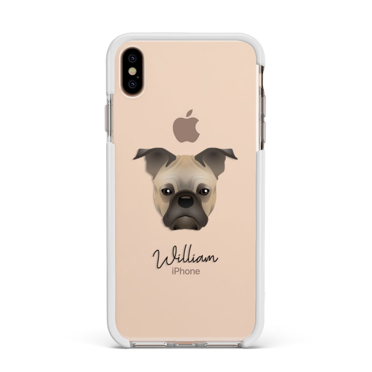 Frug Personalised Apple iPhone Xs Max Impact Case White Edge on Gold Phone