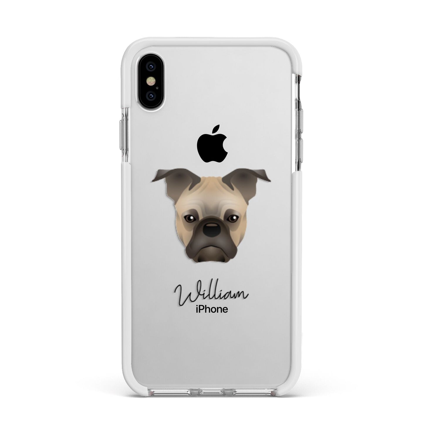 Frug Personalised Apple iPhone Xs Max Impact Case White Edge on Silver Phone