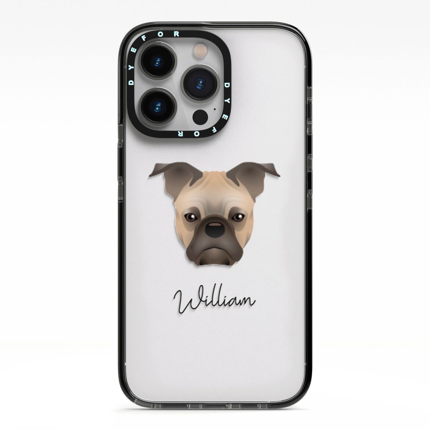 Frug Personalised iPhone 13 Pro Black Impact Case on Silver phone