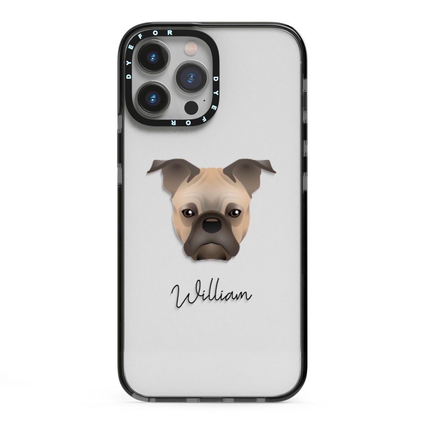 Frug Personalised iPhone 13 Pro Max Black Impact Case on Silver phone