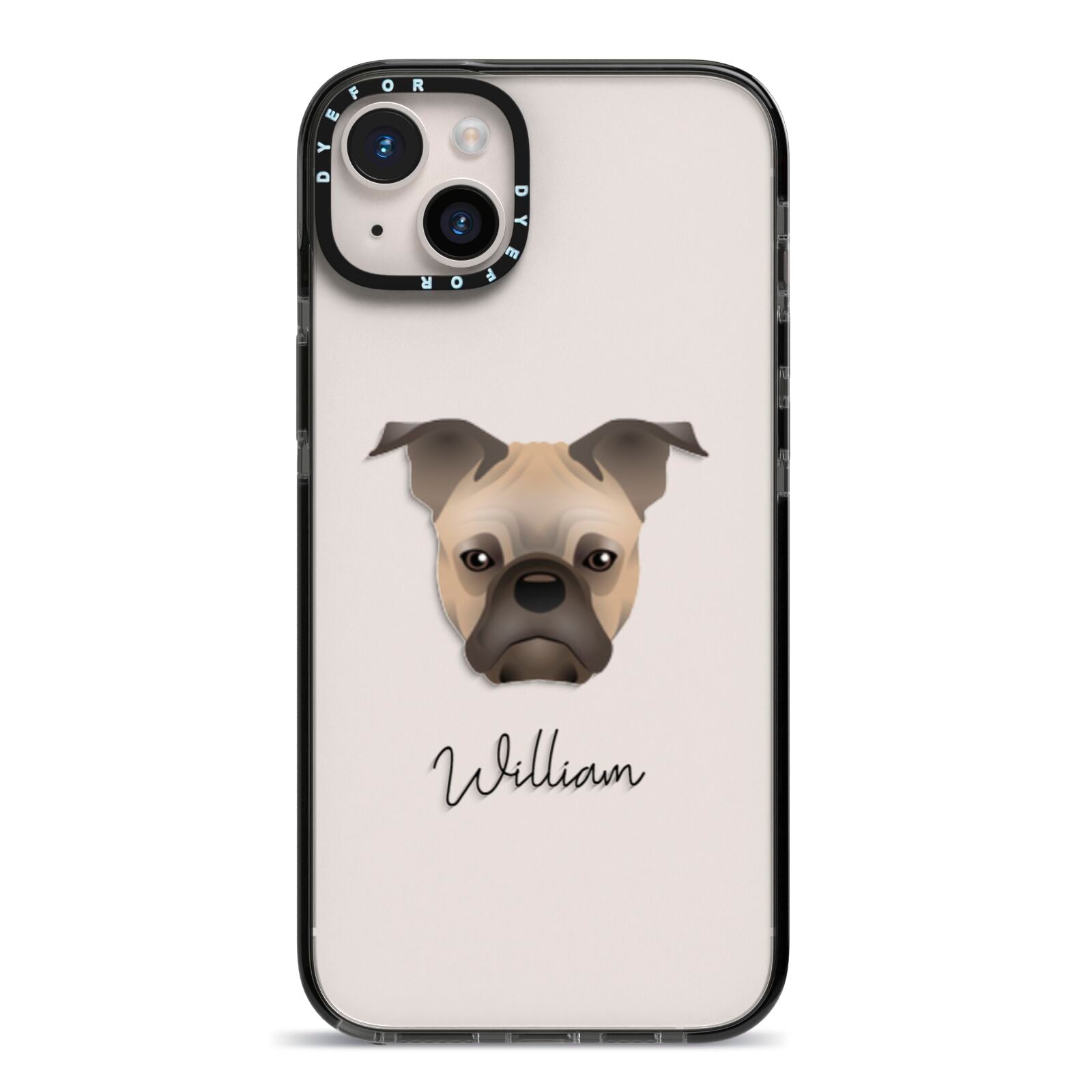 Frug Personalised iPhone 14 Plus Black Impact Case on Silver phone