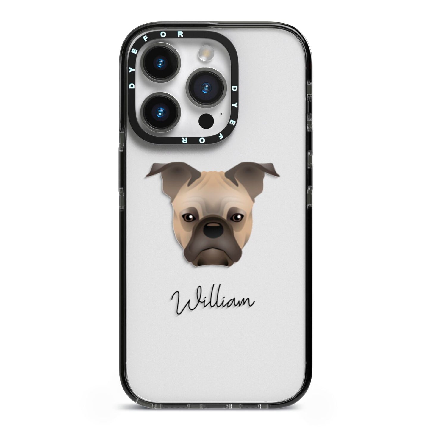 Frug Personalised iPhone 14 Pro Black Impact Case on Silver phone