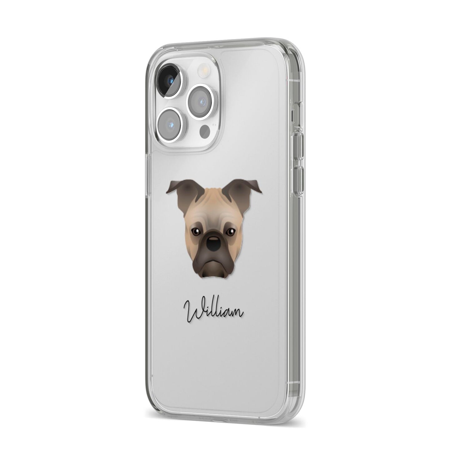 Frug Personalised iPhone 14 Pro Max Clear Tough Case Silver Angled Image