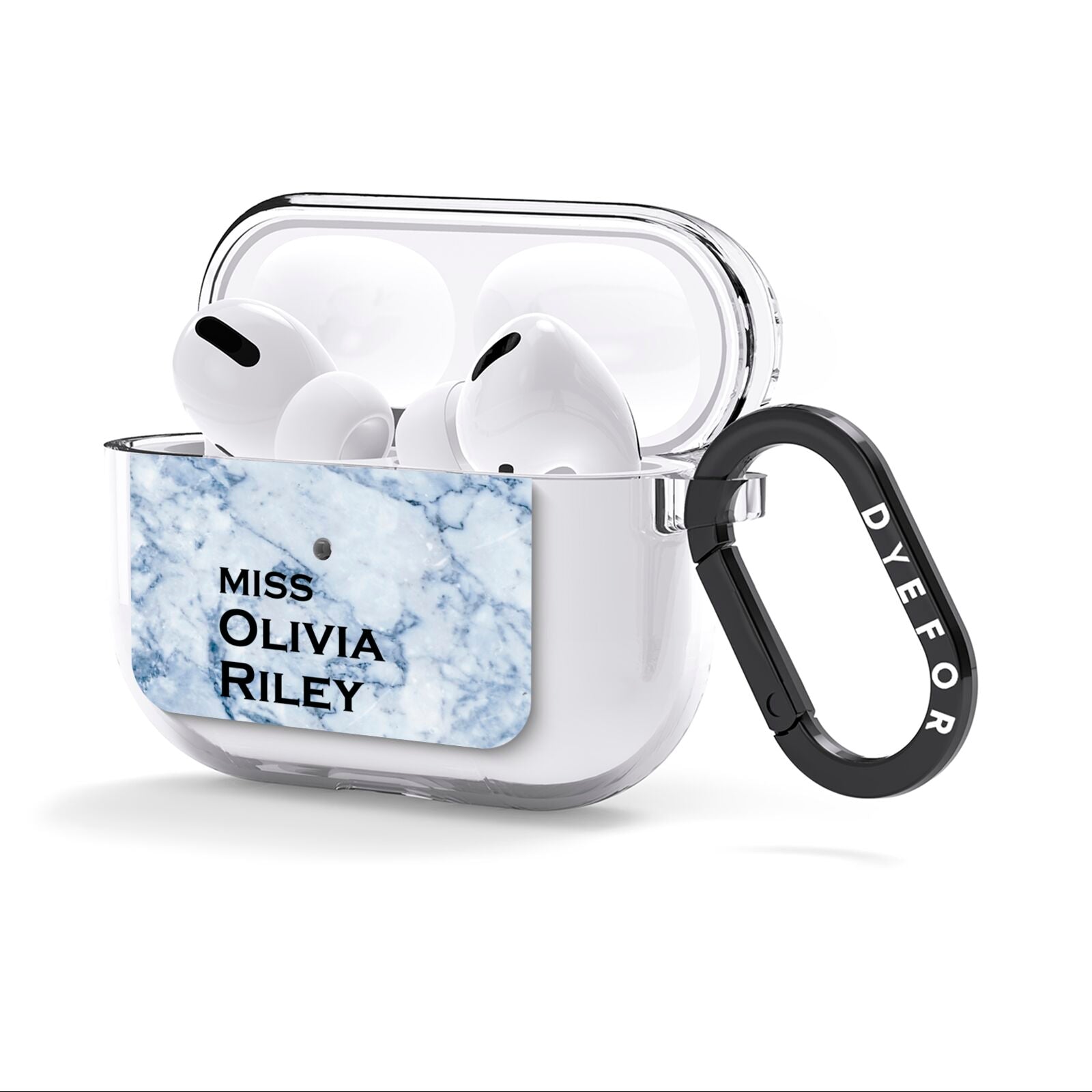 Full Name Grey Marble AirPods Clear Case 3rd Gen Side Image