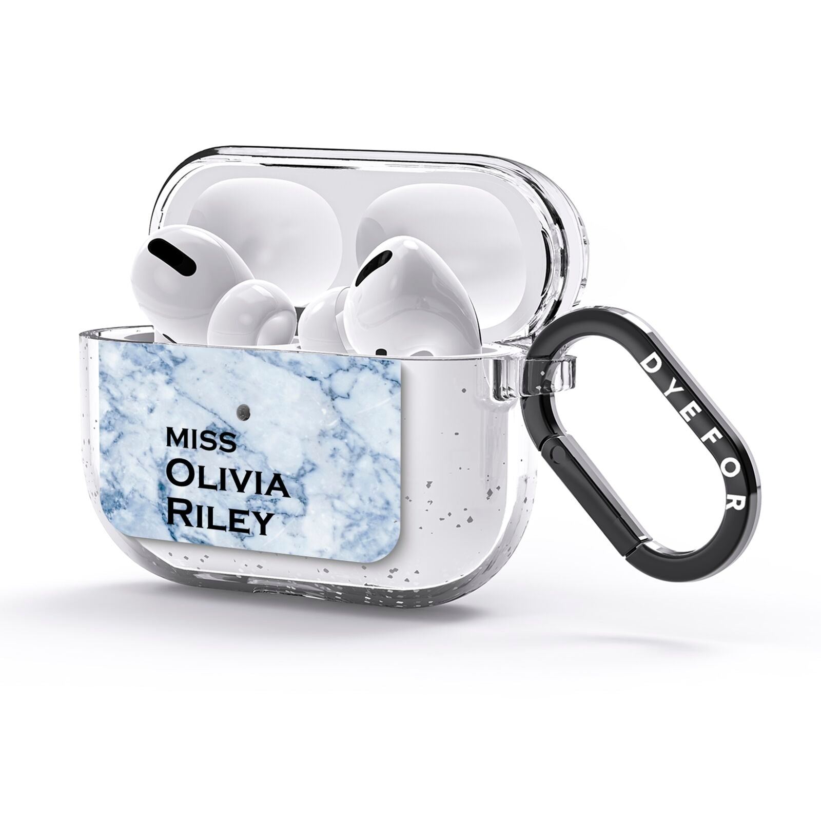 Full Name Grey Marble AirPods Glitter Case 3rd Gen Side Image