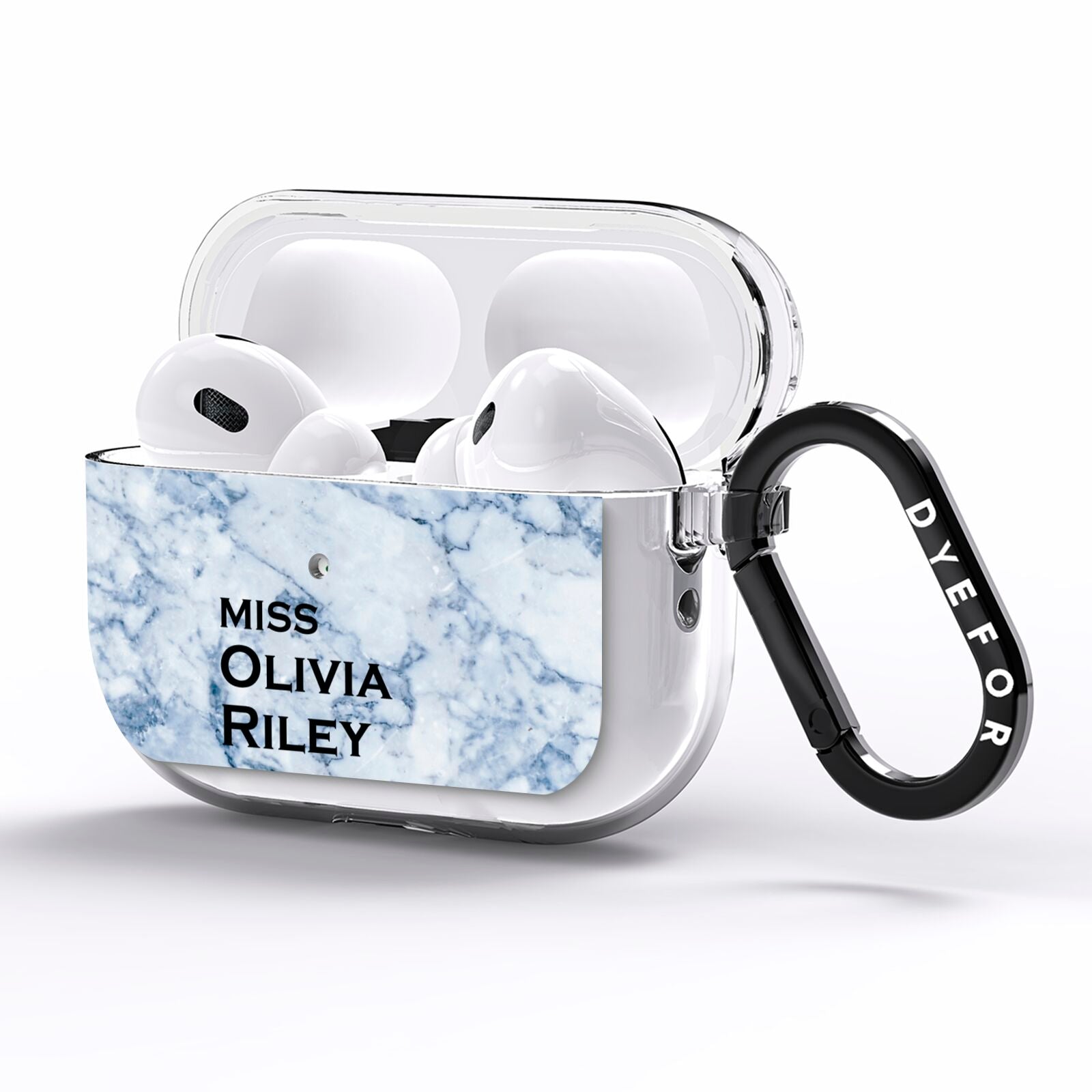 Full Name Grey Marble AirPods Pro Clear Case Side Image