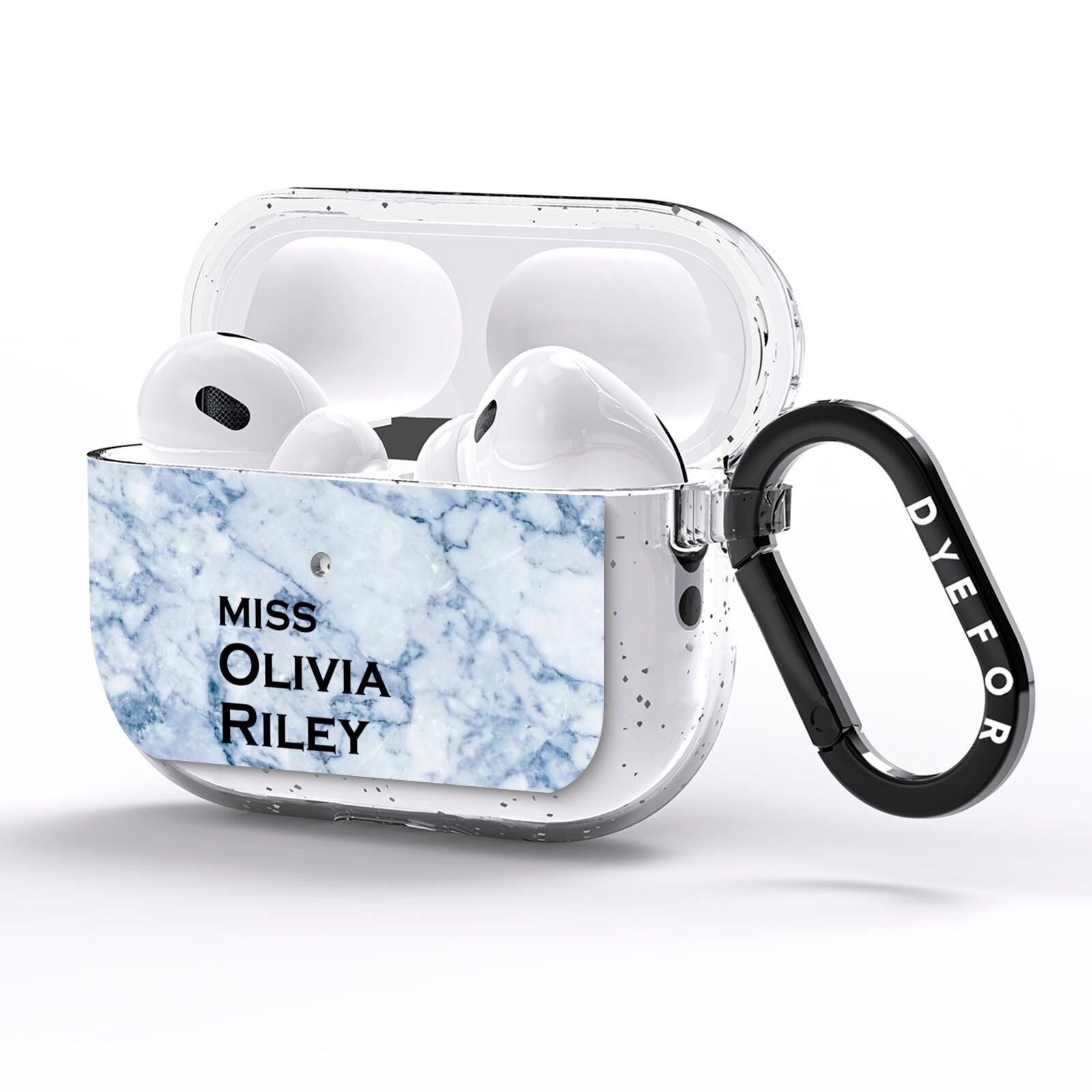 Full Name Grey Marble AirPods Pro Glitter Case Side Image