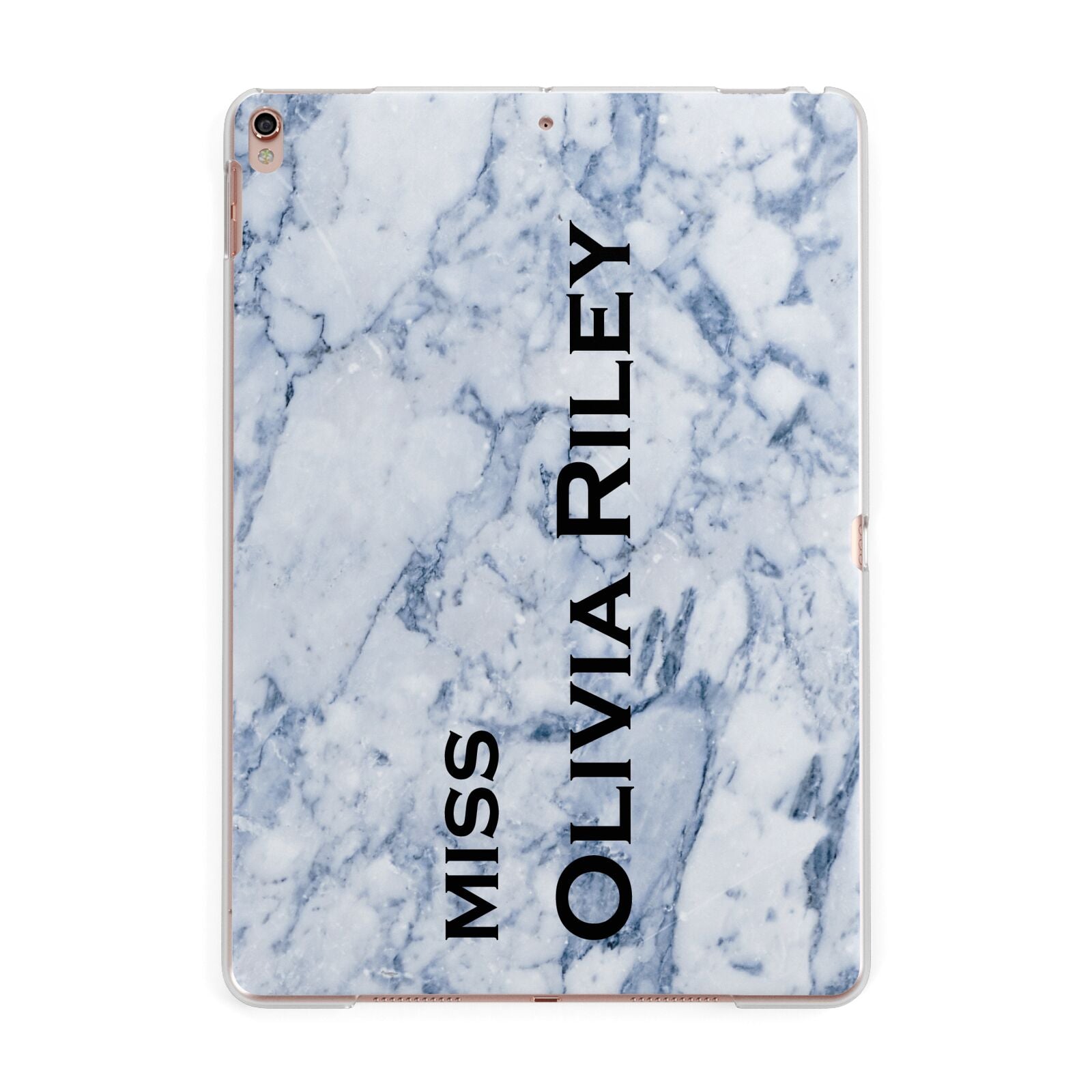 Full Name Grey Marble Apple iPad Rose Gold Case