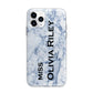 Full Name Grey Marble Apple iPhone 11 Pro Max in Silver with Bumper Case