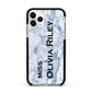 Full Name Grey Marble Apple iPhone 11 Pro in Silver with Black Impact Case