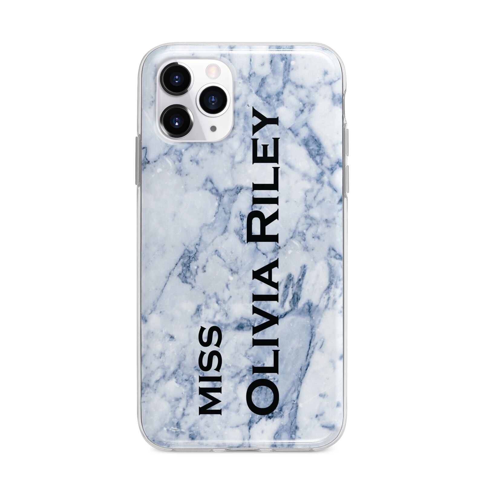 Full Name Grey Marble Apple iPhone 11 Pro in Silver with Bumper Case