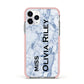 Full Name Grey Marble Apple iPhone 11 Pro in Silver with Pink Impact Case
