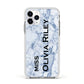 Full Name Grey Marble Apple iPhone 11 Pro in Silver with White Impact Case