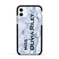 Full Name Grey Marble Apple iPhone 11 in White with Black Impact Case