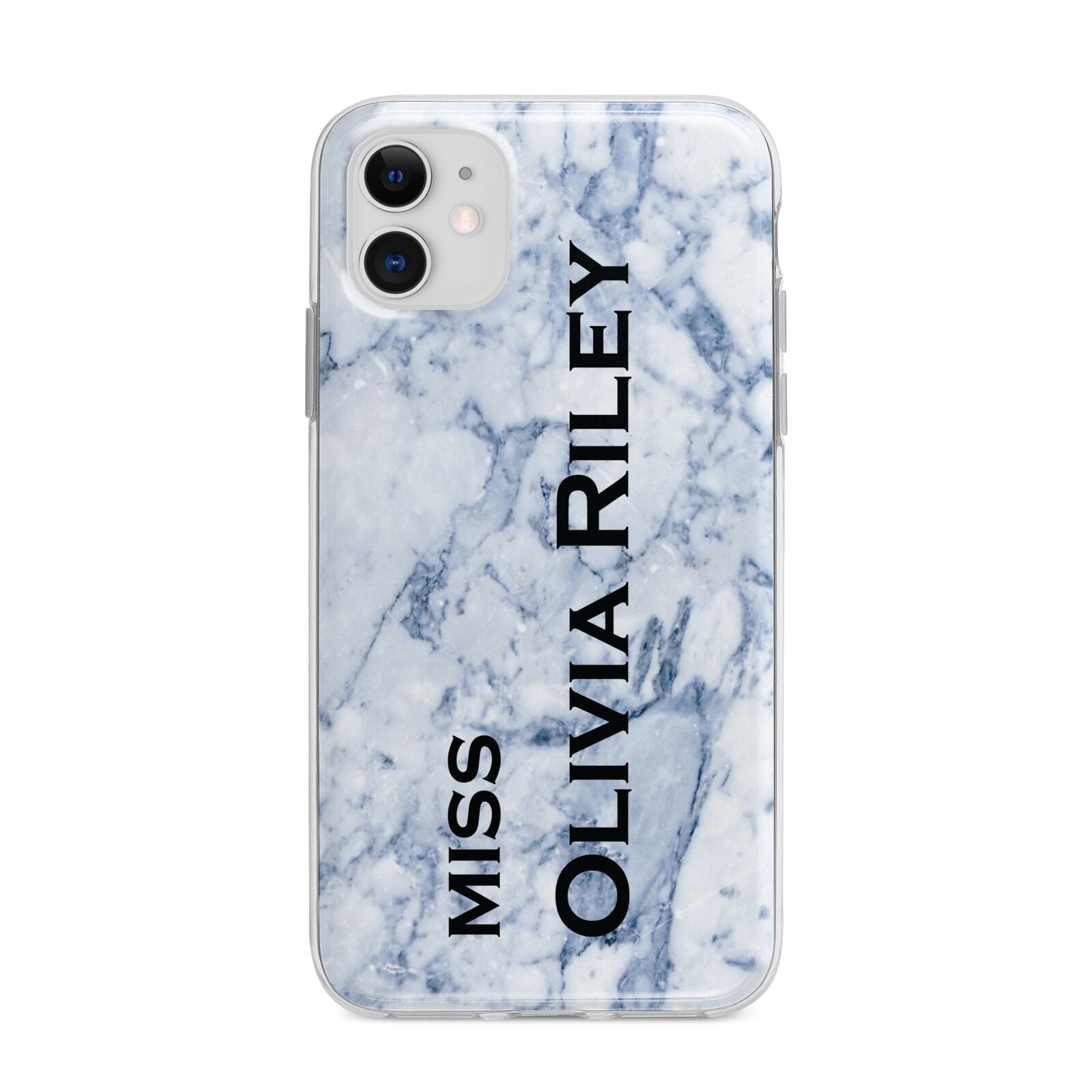 Full Name Grey Marble Apple iPhone 11 in White with Bumper Case