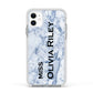 Full Name Grey Marble Apple iPhone 11 in White with White Impact Case