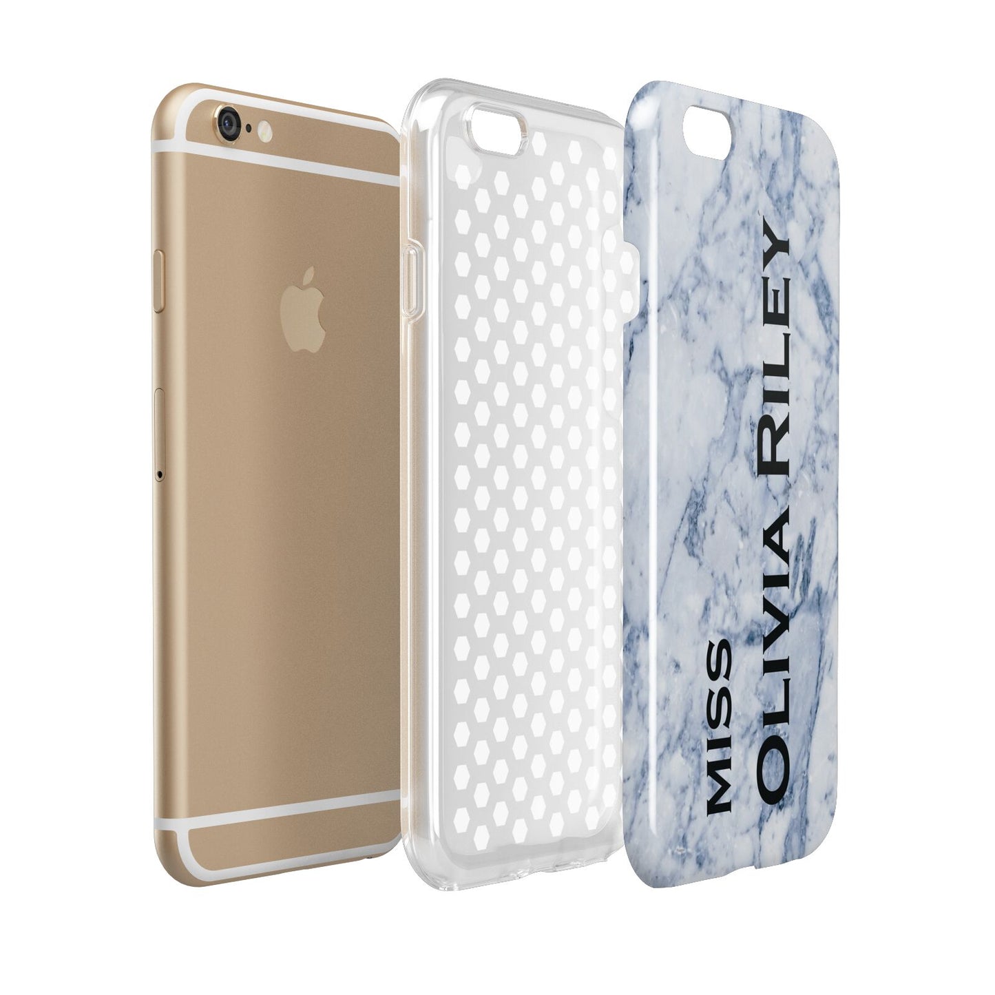 Full Name Grey Marble Apple iPhone 6 3D Tough Case Expanded view